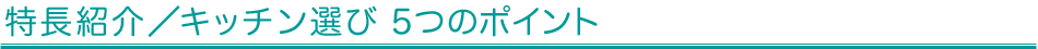 特長紹介/キッチン選び 5つのポイント